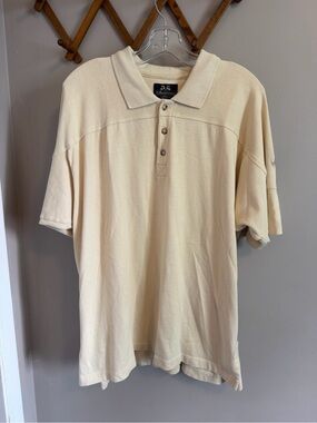 Willis & Geiger Vintage Embroidered Safari Polo Shirt Pale Yellow M